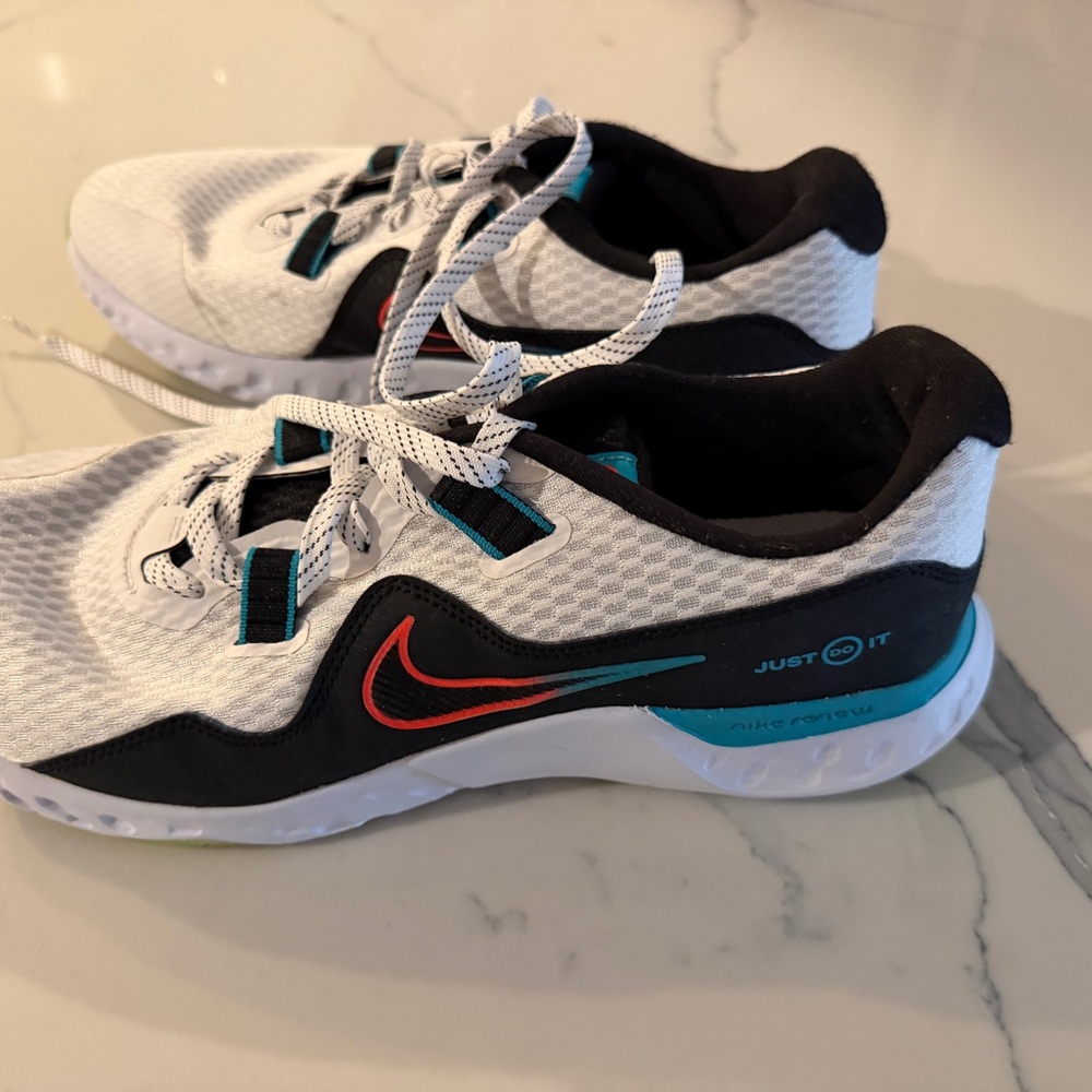 Nike Miami Vice Athletic Sneakers with Red Swoosh and Teal Trim